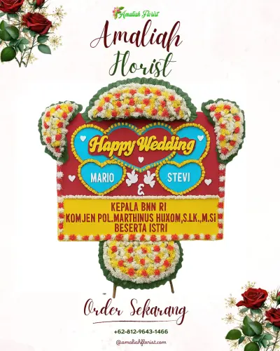 Karangan Papan Bunga Pernikahan di Takome